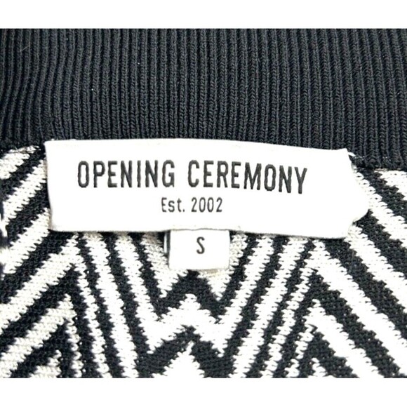 Opening Ceremony Women Sz S Knit Skirt Black White Zig Zag Chevron Fit Flare U2 - Picture 9 of 11